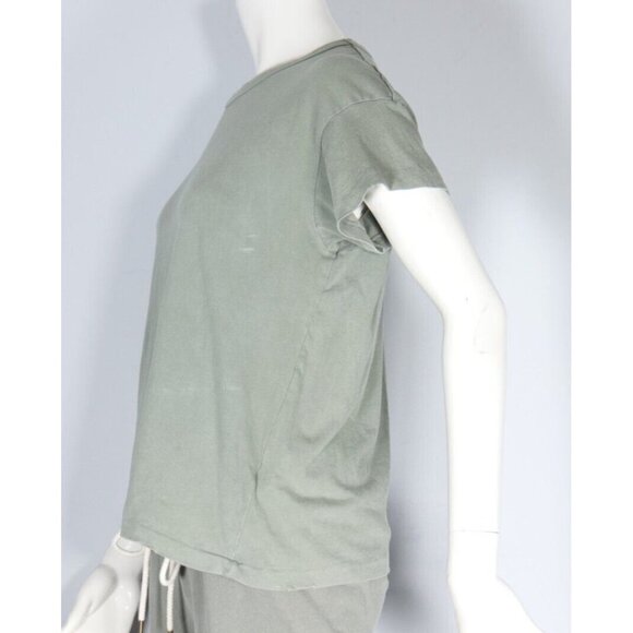 THE GREAT. Women's Size 0 XS Pistachio Green T-Shirt Distressed S/S Cotton Top - Picture 6 of 8